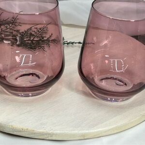 Estelle Colored Stemless Wine Glasses, set of 2. Pink Sticker still on